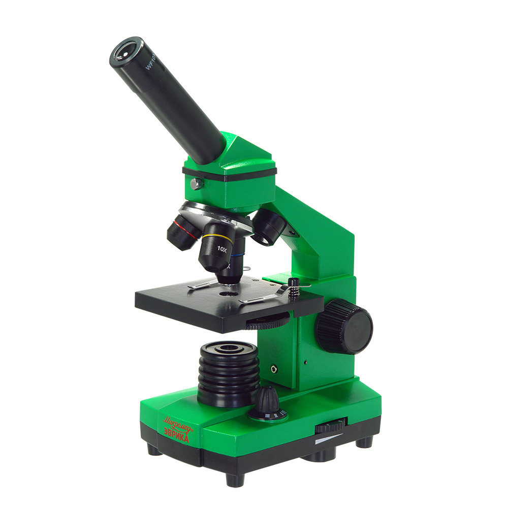 Микроскоп школьный Эврика 40х-400х в кейсе (лайм). Фото N2
