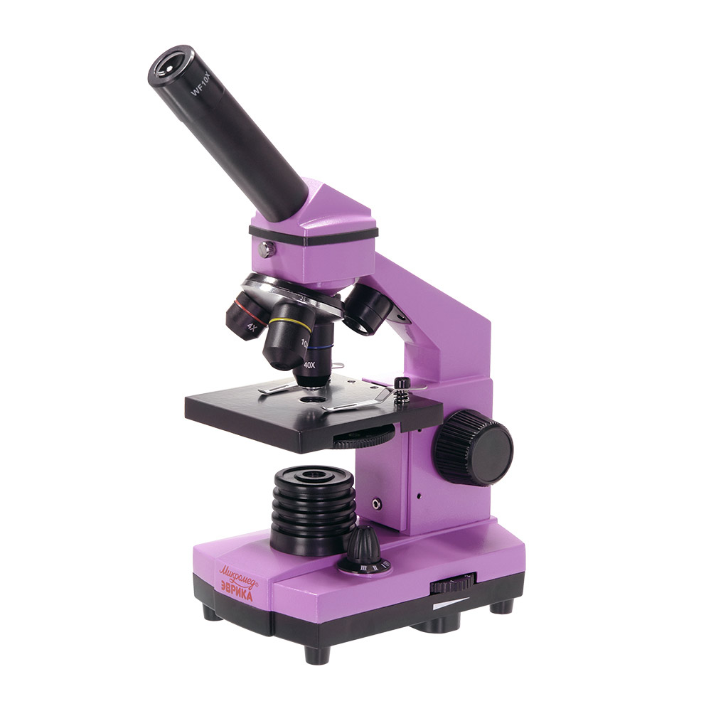 Микроскоп школьный Эврика 40х-400х в кейсе (аметист). Фото N2